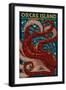 Orcas Island, Washington - Octopus Mosaic-Lantern Press-Framed Art Print