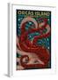 Orcas Island, Washington - Octopus Mosaic-Lantern Press-Framed Art Print