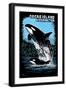 Orcas Island, Washington - Orca and Calf Scratchboard-Lantern Press-Framed Art Print