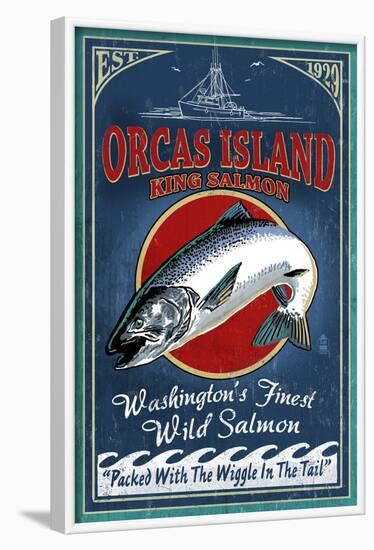 Orcas Island, Washington - Salmon Vintage Sign-Lantern Press-Framed Art Print