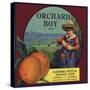 Orchard Boy Brand - Glendora, California - Citrus Crate Label-Lantern Press-Stretched Canvas