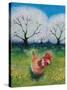 Orchard Hen, 2021 (Acrylics on Paper)-Lisa Graa Jensen-Stretched Canvas