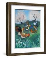 Orchard Hens,2021,(acrylics on linen)-Lisa Graa Jensen-Framed Giclee Print