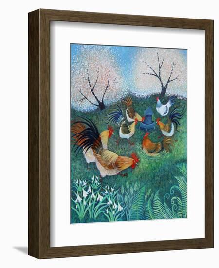 Orchard Hens,2021,(acrylics on linen)-Lisa Graa Jensen-Framed Giclee Print