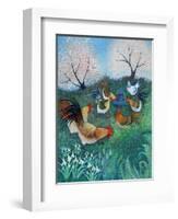 Orchard Hens,2021,(acrylics on linen)-Lisa Graa Jensen-Framed Giclee Print