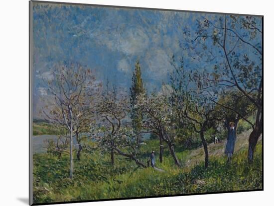 Orchard in Spring, By, 1881-Alfred Sisley-Mounted Giclee Print