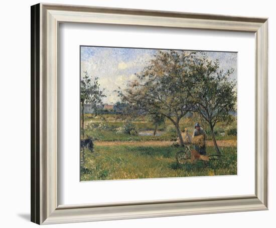 Orchard, the Wheelbarrow-Camille Pissarro-Framed Art Print