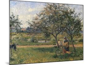 Orchard, the Wheelbarrow-Camille Pissarro-Mounted Art Print