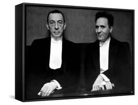 Orchestral Conductor Bruno Walter and Composer Pianist Sergei Rachmaninoff Relaxing Performance-Alfred Eisenstaedt-Framed Stretched Canvas