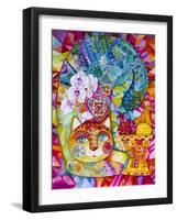 Orchid and Cat-Oxana Zaika-Framed Giclee Print