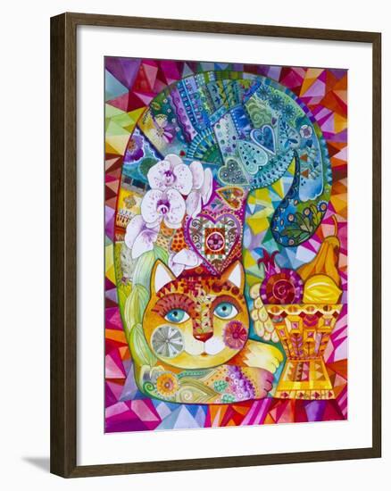 Orchid and Cat-Oxana Zaika-Framed Giclee Print
