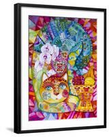 Orchid and Cat-Oxana Zaika-Framed Giclee Print