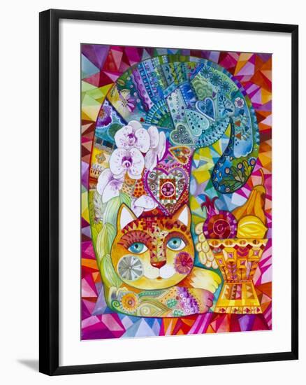 Orchid and Cat-Oxana Zaika-Framed Giclee Print