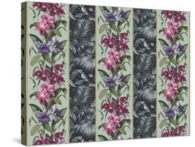 Orchid Panel Toile Black Opal-Bill Jackson-Stretched Canvas