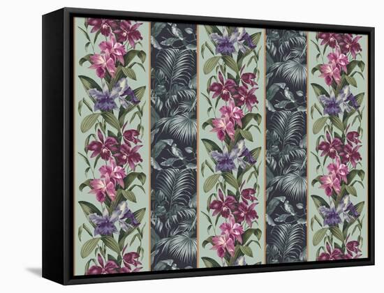 Orchid Panel Toile Black Opal-Bill Jackson-Framed Stretched Canvas