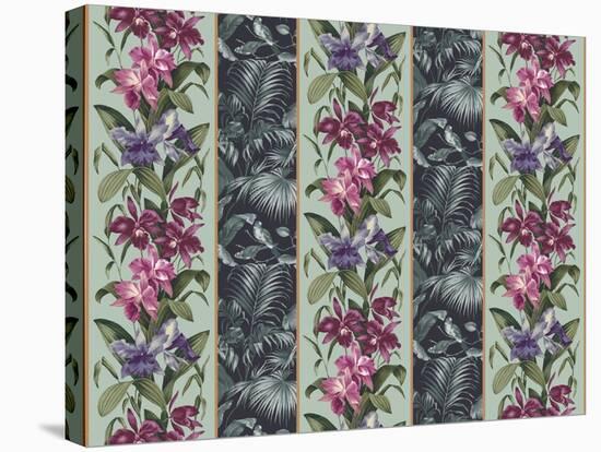 Orchid Panel Toile Black Opal-Bill Jackson-Stretched Canvas