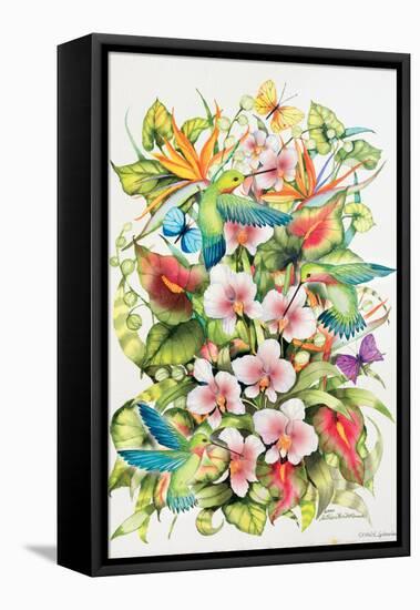 Orchid Splendor with Birds-Kathleen Parr McKenna-Framed Stretched Canvas