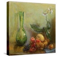 Orchid with Basket of Fruit and Green Vase-Gail Schulman-Stretched Canvas