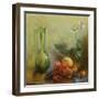 Orchid with Basket of Fruit and Green Vase-Gail Schulman-Framed Giclee Print