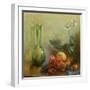 Orchid with Basket of Fruit and Green Vase-Gail Schulman-Framed Giclee Print