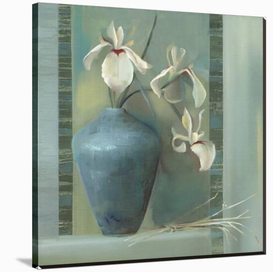 Orchids in a Blue Vase-Louise Montillio-Stretched Canvas