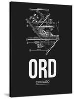 ORD Chicago Airport Black-NaxArt-Stretched Canvas