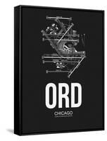 ORD Chicago Airport Black-NaxArt-Framed Stretched Canvas