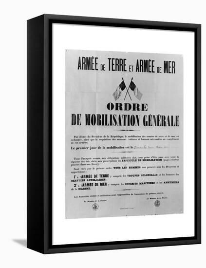 Order of General Mobilisation, 1914-French School-Framed Stretched Canvas