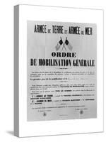 Order of General Mobilisation, 1914-French School-Stretched Canvas