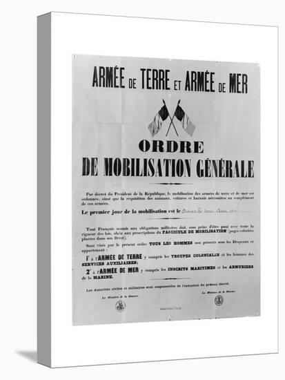 Order of General Mobilisation, 1914-French School-Stretched Canvas