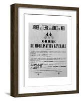 Order of General Mobilisation, 1914-French School-Framed Premium Giclee Print