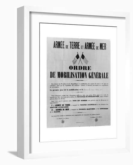 Order of General Mobilisation, 1914-French School-Framed Premium Giclee Print