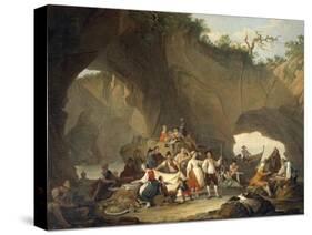 Ordinary People Having Lunch in Front of the Grotto-Pietro Fragiacomo-Stretched Canvas
