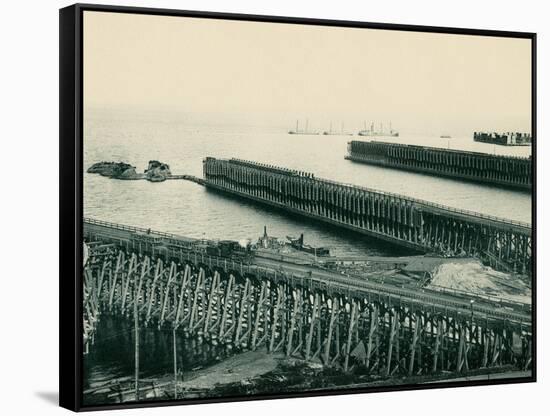 Ore Docks on Lake Superior, Marquette, Michigan, 1890s-null-Framed Stretched Canvas