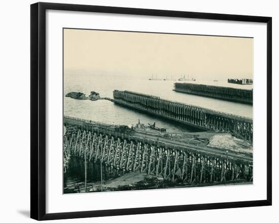 Ore Docks on Lake Superior, Marquette, Michigan, 1890s-null-Framed Premium Giclee Print