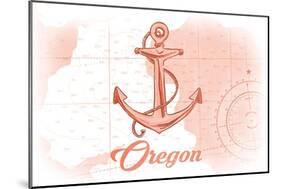 Oregon - Anchor - Coral - Coastal Icon-Lantern Press-Mounted Art Print