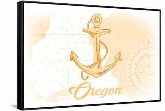 Oregon - Anchor - Yellow - Coastal Icon-Lantern Press-Framed Stretched Canvas