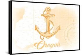 Oregon - Anchor - Yellow - Coastal Icon-Lantern Press-Framed Stretched Canvas