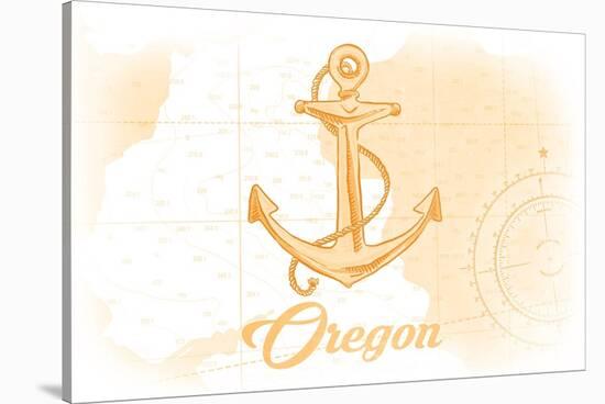 Oregon - Anchor - Yellow - Coastal Icon-Lantern Press-Stretched Canvas