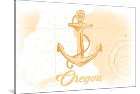 Oregon - Anchor - Yellow - Coastal Icon-Lantern Press-Stretched Canvas
