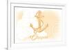 Oregon - Anchor - Yellow - Coastal Icon-Lantern Press-Framed Premium Giclee Print