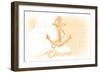 Oregon - Anchor - Yellow - Coastal Icon-Lantern Press-Framed Art Print