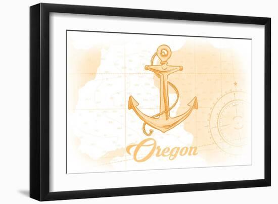 Oregon - Anchor - Yellow - Coastal Icon-Lantern Press-Framed Art Print