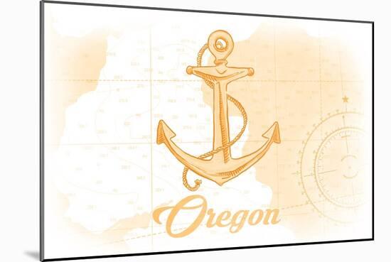 Oregon - Anchor - Yellow - Coastal Icon-Lantern Press-Mounted Art Print
