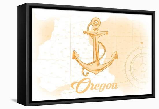 Oregon - Anchor - Yellow - Coastal Icon-Lantern Press-Framed Stretched Canvas