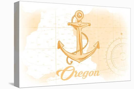 Oregon - Anchor - Yellow - Coastal Icon-Lantern Press-Stretched Canvas