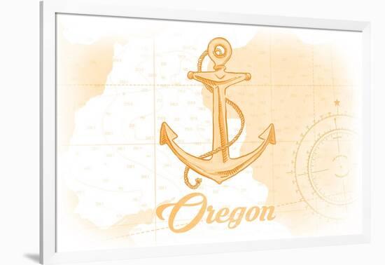 Oregon - Anchor - Yellow - Coastal Icon-Lantern Press-Framed Art Print