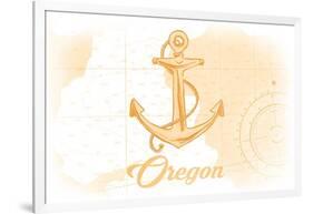 Oregon - Anchor - Yellow - Coastal Icon-Lantern Press-Framed Art Print