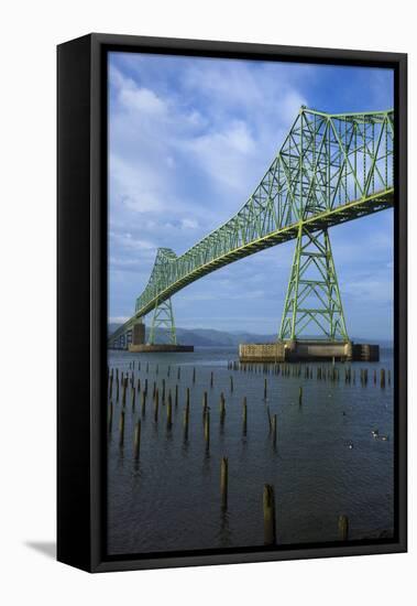 Oregon, Astoria, Astoria-Megler Bridge-Rick A^ Brown-Framed Stretched Canvas