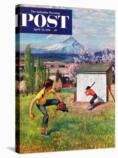 "Oregon Baseball" Saturday Evening Post Cover, April 21, 1951-John Clymer-Stretched Canvas